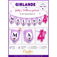 Gabby’s Dollhouse personalizirana girlanda s imenom i brojem – GDG-002