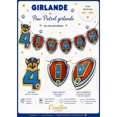Paw Patrol girlanda s imenom i brojem GP - 001