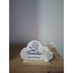 Personalizirana pločica od gipsa u kombinaciji sa suhim cvijećem