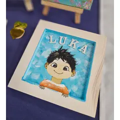 "Moje ime moj svijet" akril na drvu 12x12cm