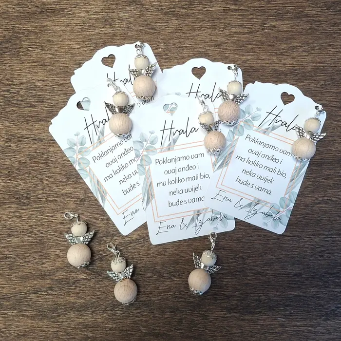 Drveni anđeo – zahvalnica / mali poklon (4 cm), 2 image