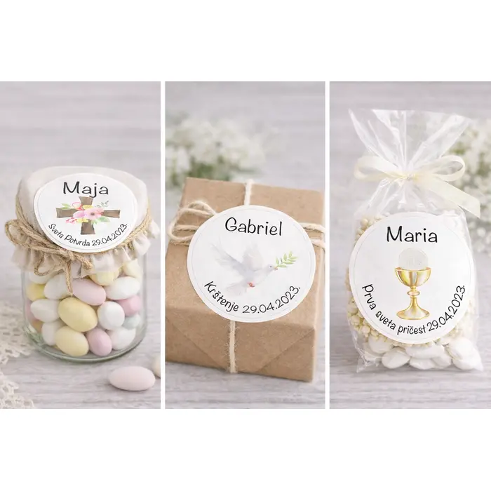 Personalizirane naljepnice za razne prigode– bijela podloga (krštenje, pričest, potvrda), 3 image