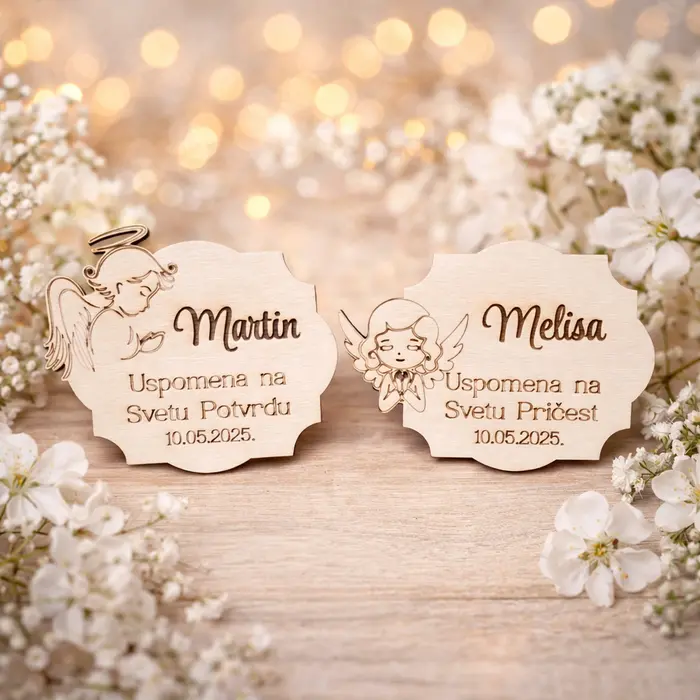 Personalizirani drveni magnet – uspomena na Svetu Pričest ili Svetu Potvrdu | poklon za goste, 3 image