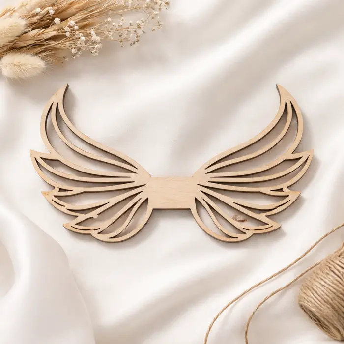 Drvena anđeoska krila za makrame i dekor | personalizirani drveni ukras | ručni rad, 5 image