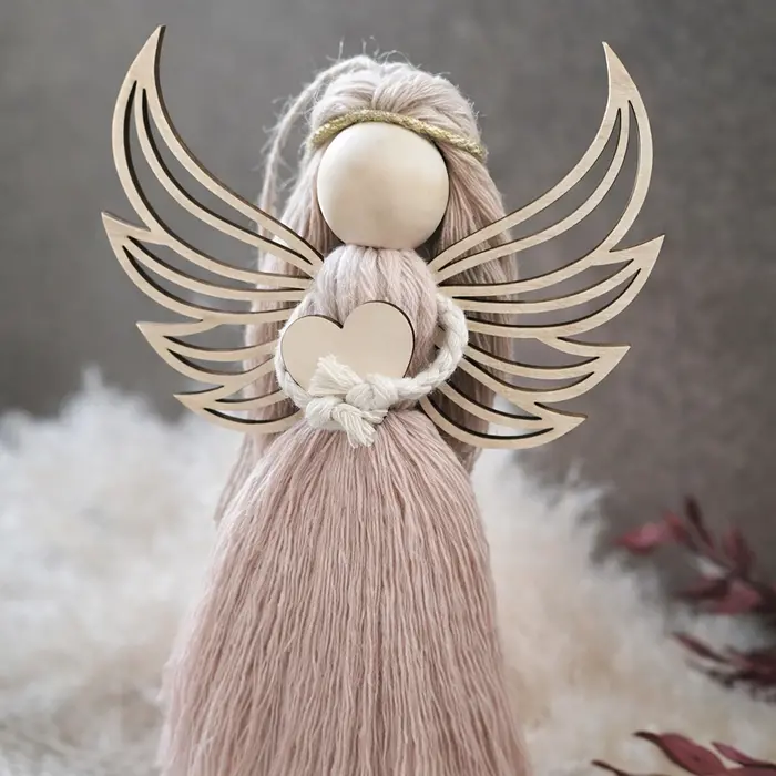 Drvena anđeoska krila za makrame i dekor | personalizirani drveni ukras | ručni rad, 3 image