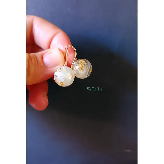 Naušnice sa bijelim biserom i padobrancima maslačka, 2 image