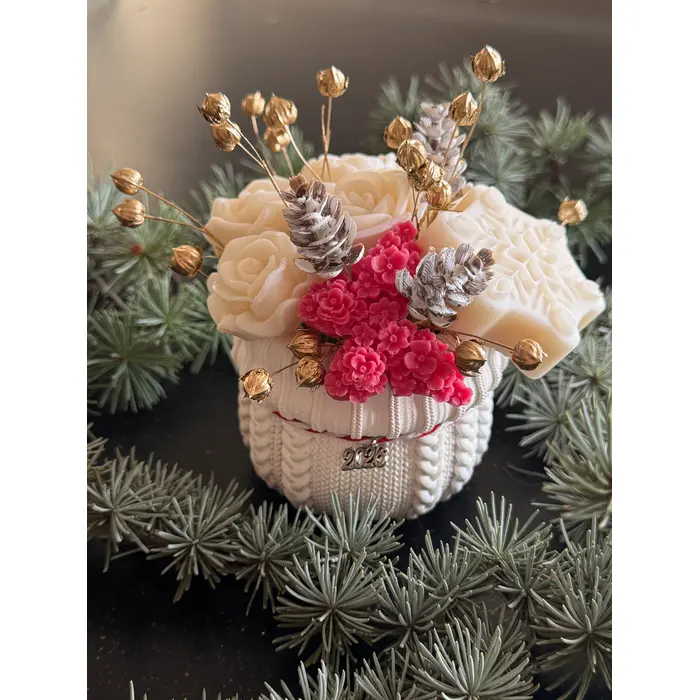 Mini mirisni božićni buketić u ručno izrađenoj posudi, 5 image