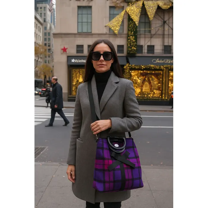 Karirana ljubičasta torba