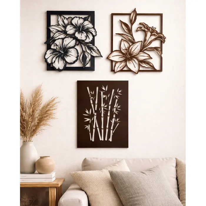 Drvena zidna dekoracija – cvjetni motiv