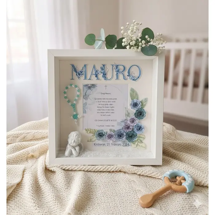 Duboki okvir 25*25 cm za krštenja, pričesti, krizme,..., 2 image