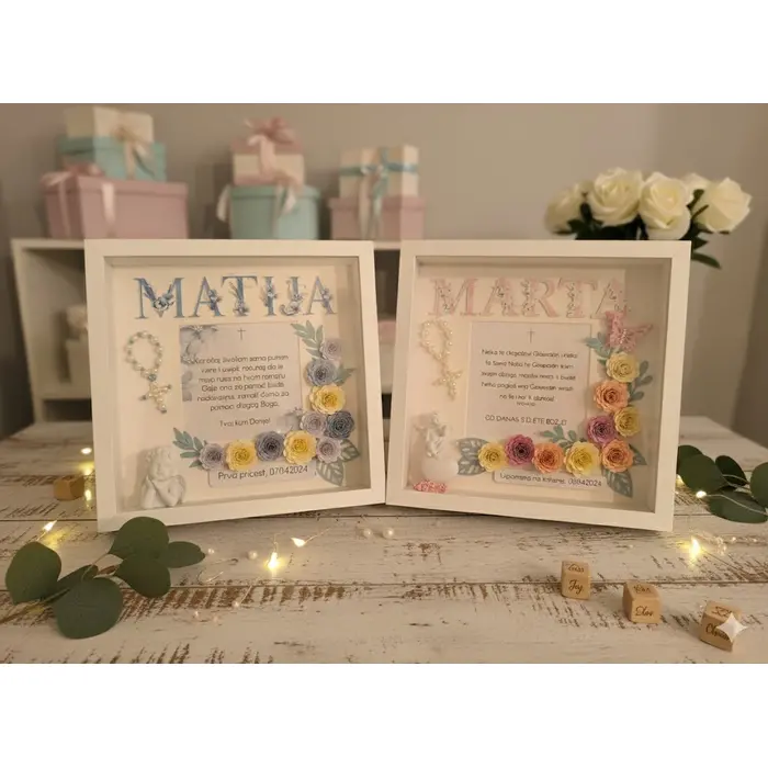 Duboki okvir 25*25 cm za krštenja, pričesti, krizme,..., 3 image