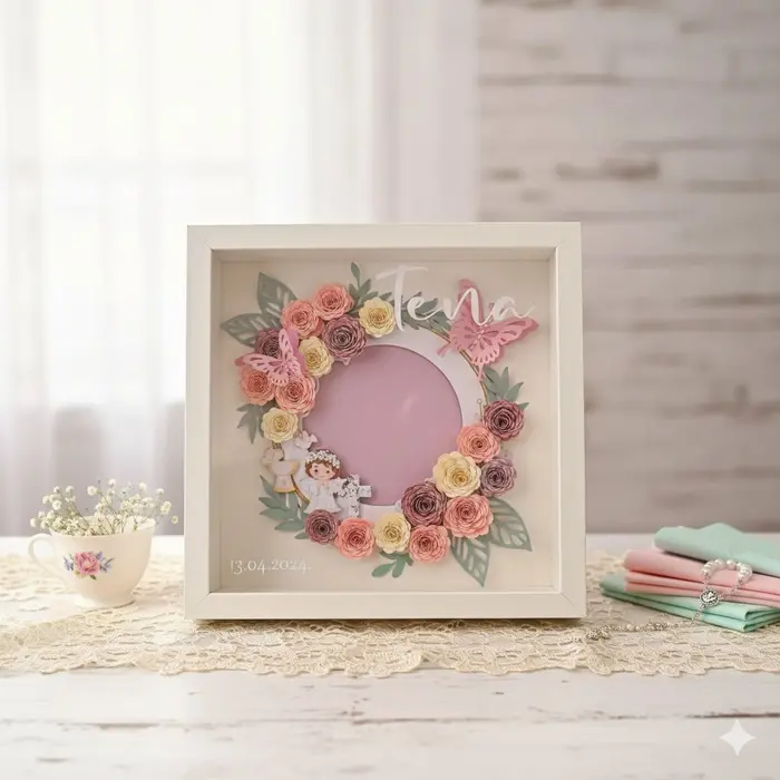 Duboki okvir 25*25 cm za krštenja, pričesti, krizme,..., 7 image