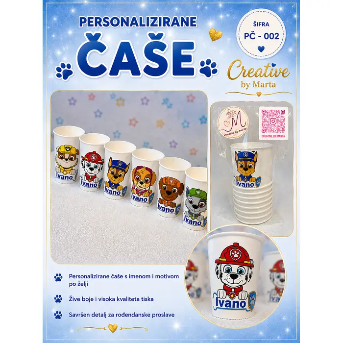 Personalizirane čaše s imenom – motiv po želji PČ - 002