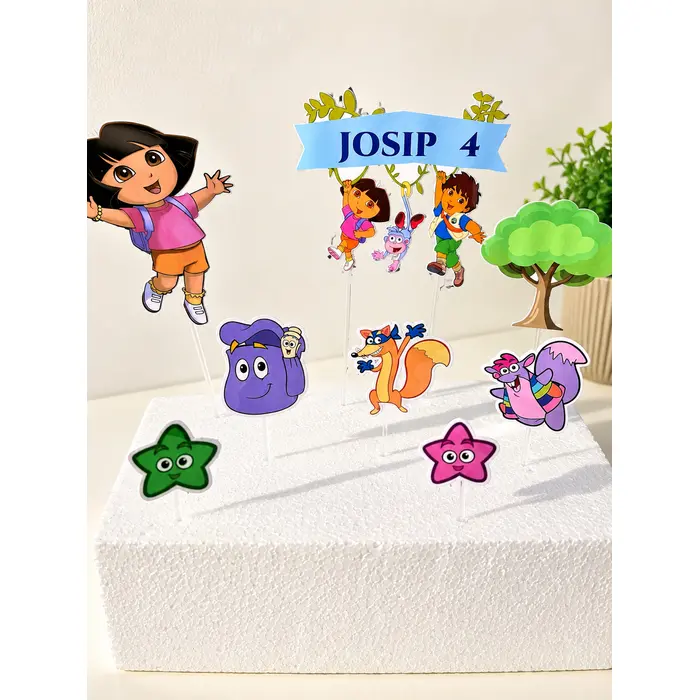 Personalizirani Dora Adventure topper set za tortu – DI-012, 2 image