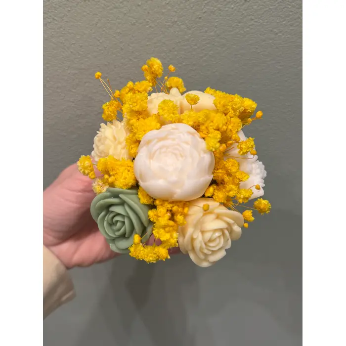 Plavuša s pramenovima - mirisni aranžman u ručno izrađenoj posudi - S, 2 image