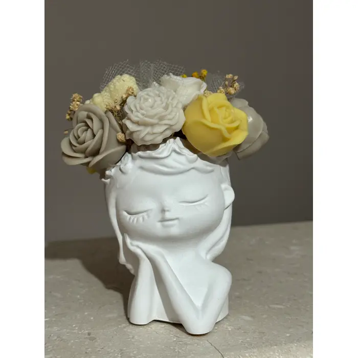 Plavuša s pramenovima - mirisni aranžman u ručno izrađenoj posudi - S, 2 image