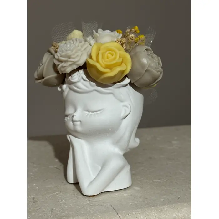 Plavuša s pramenovima - mirisni aranžman u ručno izrađenoj posudi - S, 3 image