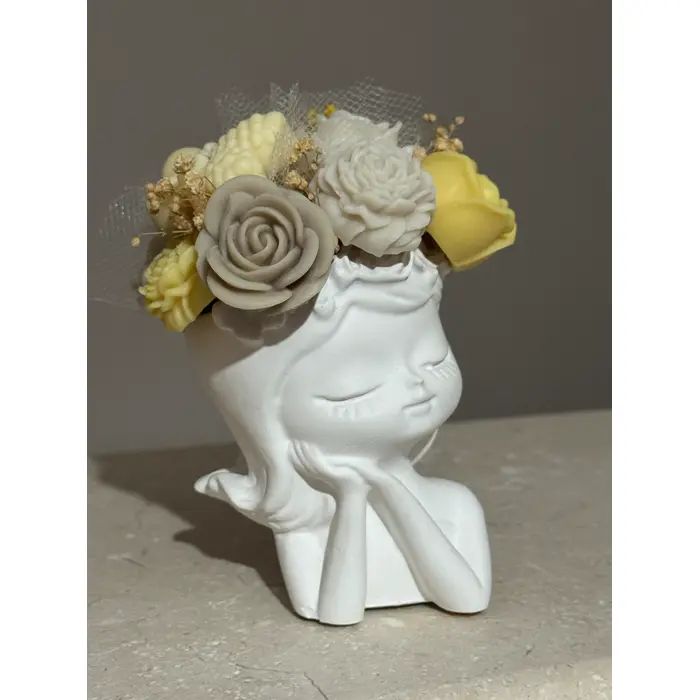 Plavuša s pramenovima - mirisni aranžman u ručno izrađenoj posudi - S, 4 image