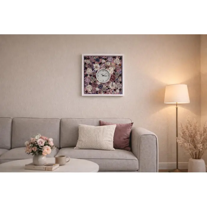 Personalizirani zidni sat s 3D cvjetnim aranžmanom, 3 image