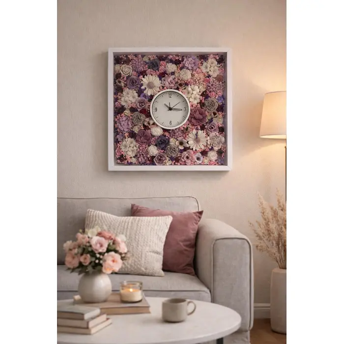 Personalizirani zidni sat s 3D cvjetnim aranžmanom, 2 image
