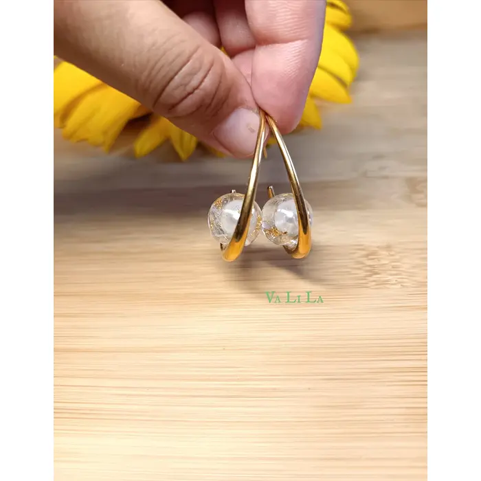 Naušnice sa bijelim biserom i padobrancima maslačaka