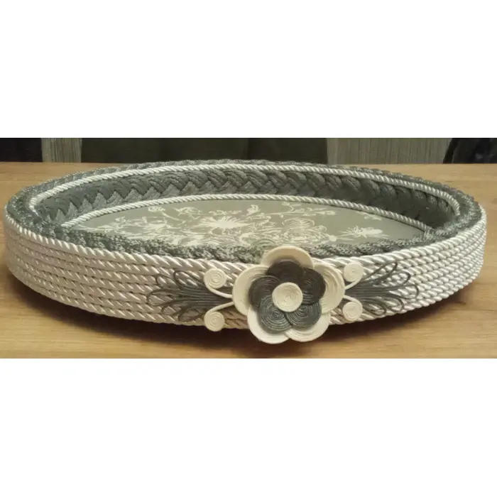 Poslužavnik 3 NIJANSE SIVE (drvo, špaga)